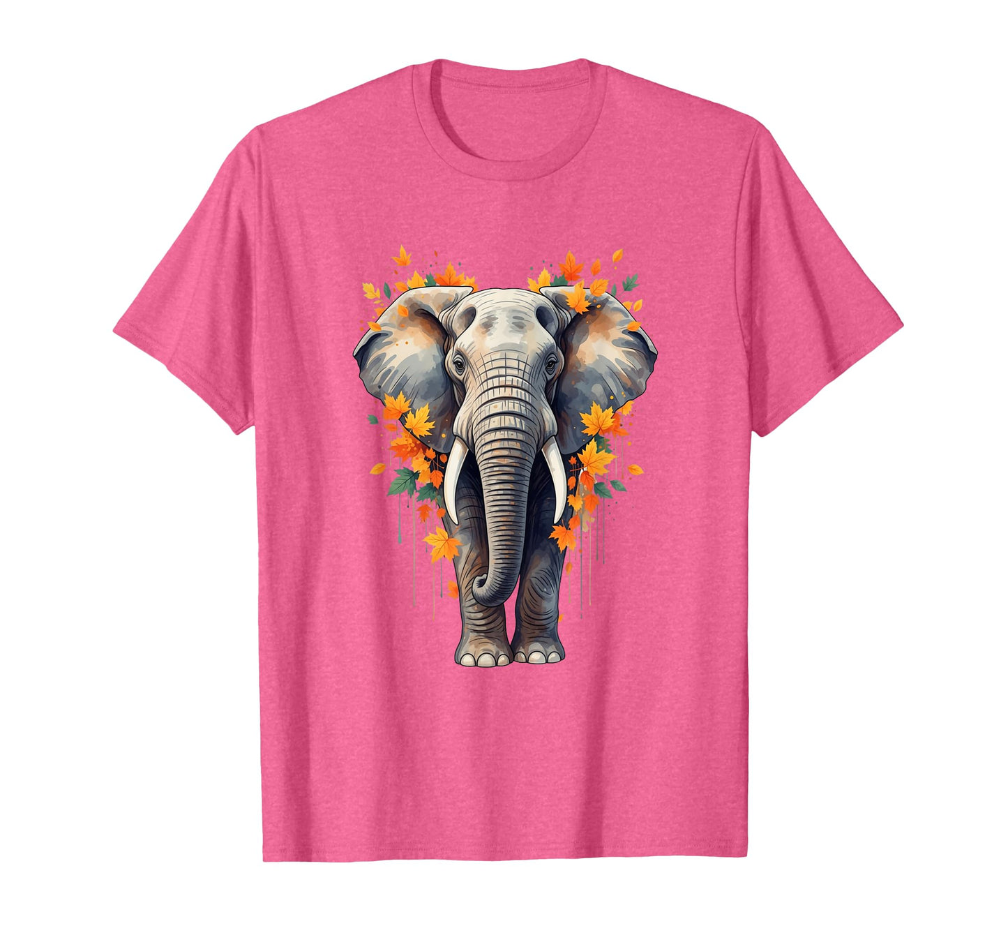 Elephant Autumn Leaves Nature Art for Wildlife Men Women Kid T-Shirt