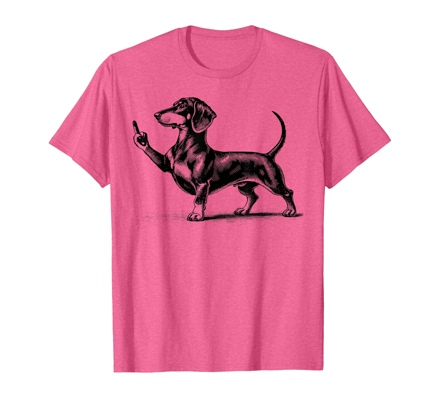 Black Dachshund With Middle Finger T-Shirt