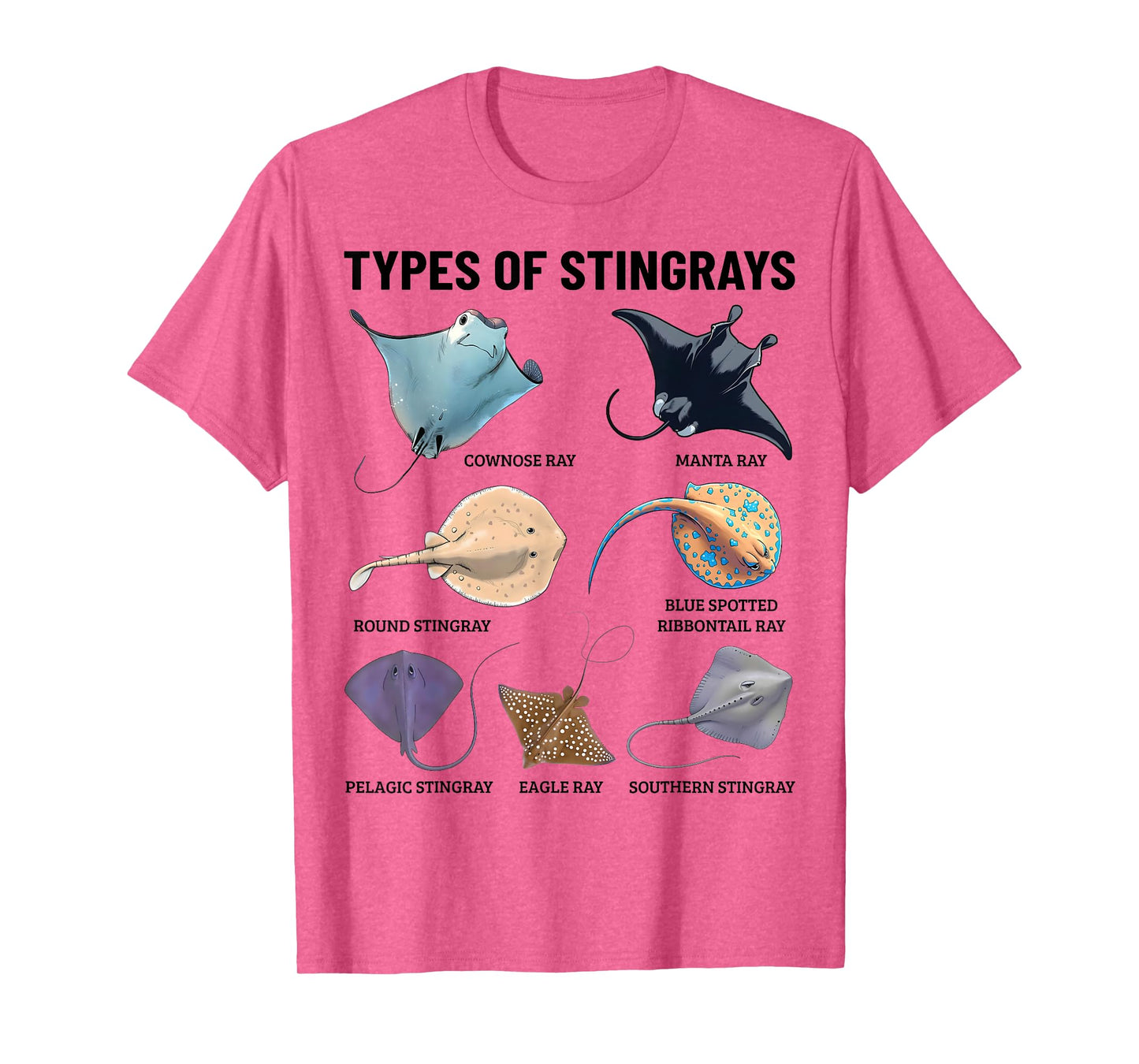 Types of Stingray Ocean Life Stingray Species Educational T-Shirt
