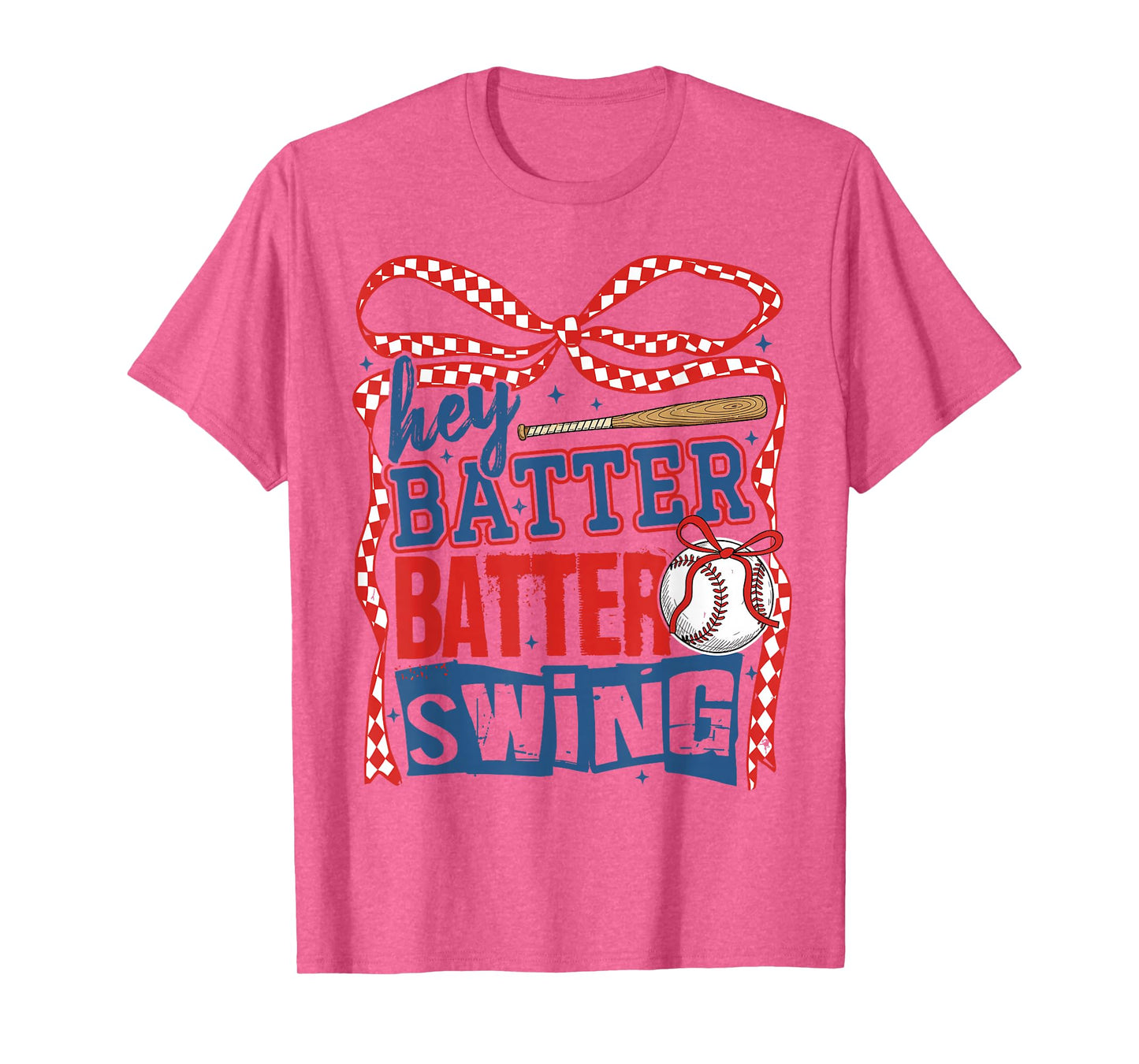 Baseball Mom Hey Batter Batter Swing Coquette Bow Womens T-Shirt
