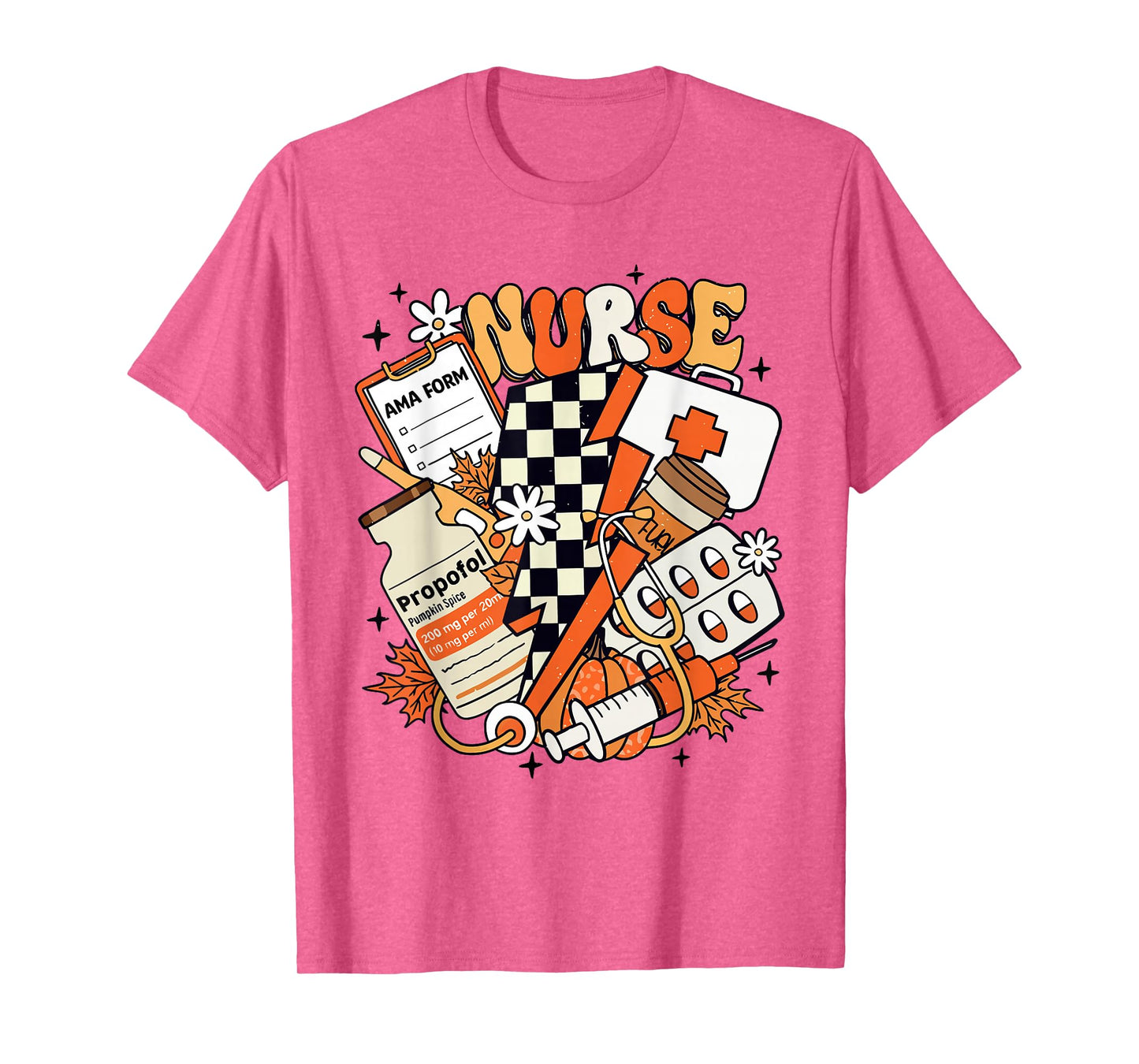 Retro Pumpkin Nurse Life Thanksgiving Fall Autumn Nurse T-Shirt