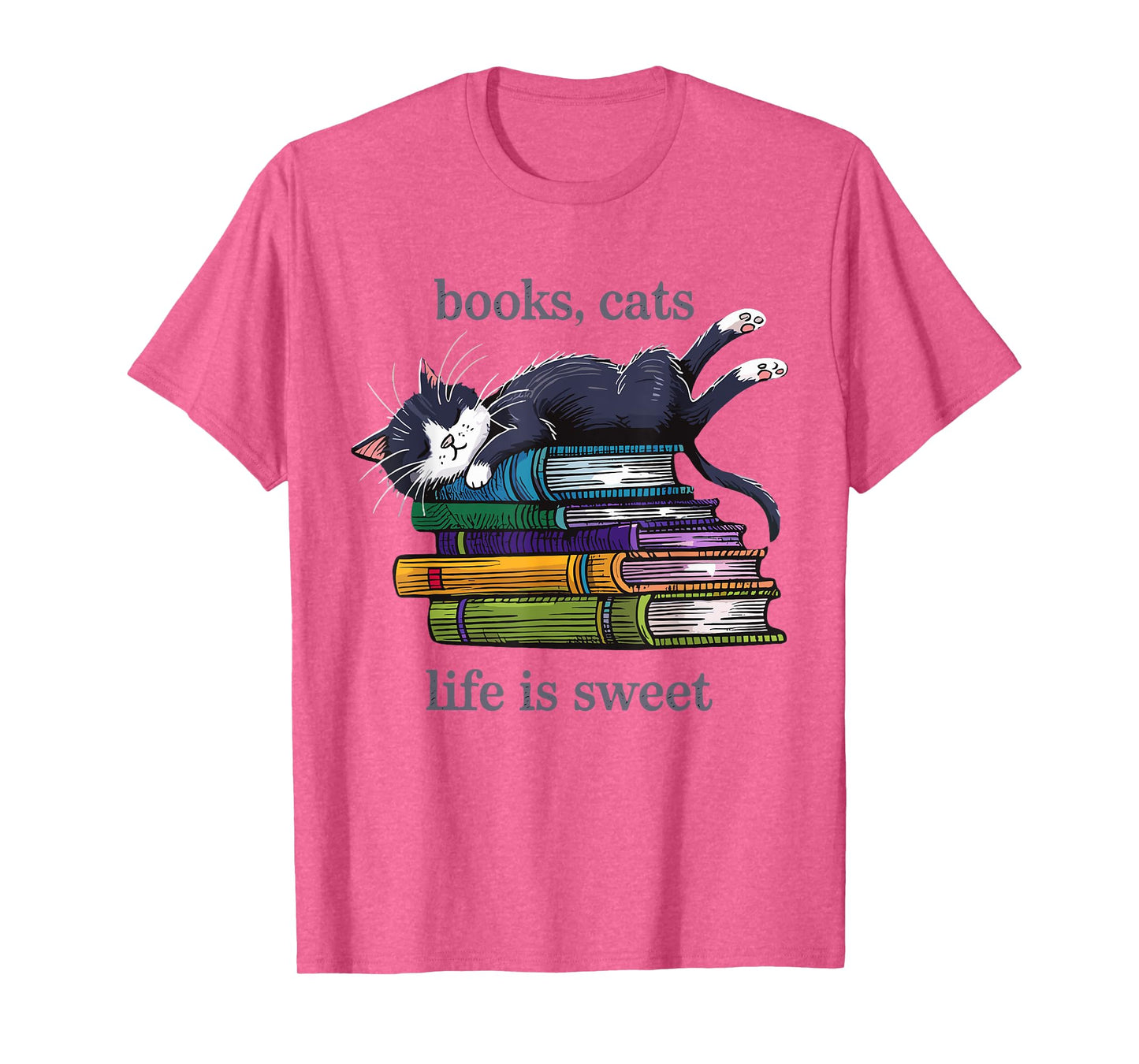 Funny Cats Books Lover Men Women T-Shirt