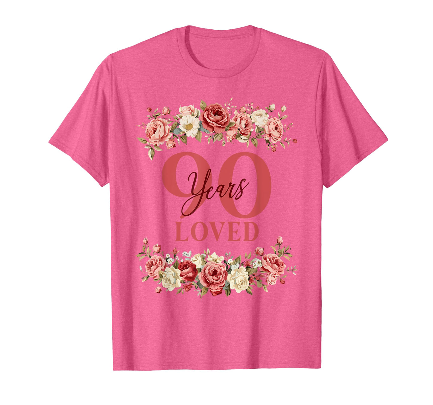 90 Years Loved 90th Birthday Floral 90 Years Old Women T-Shirt