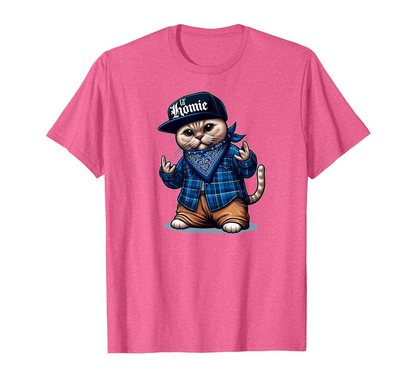 LIL HOMIE Cute Cholo Cat Chicano Art West Coast Hip Hop T-Shirt