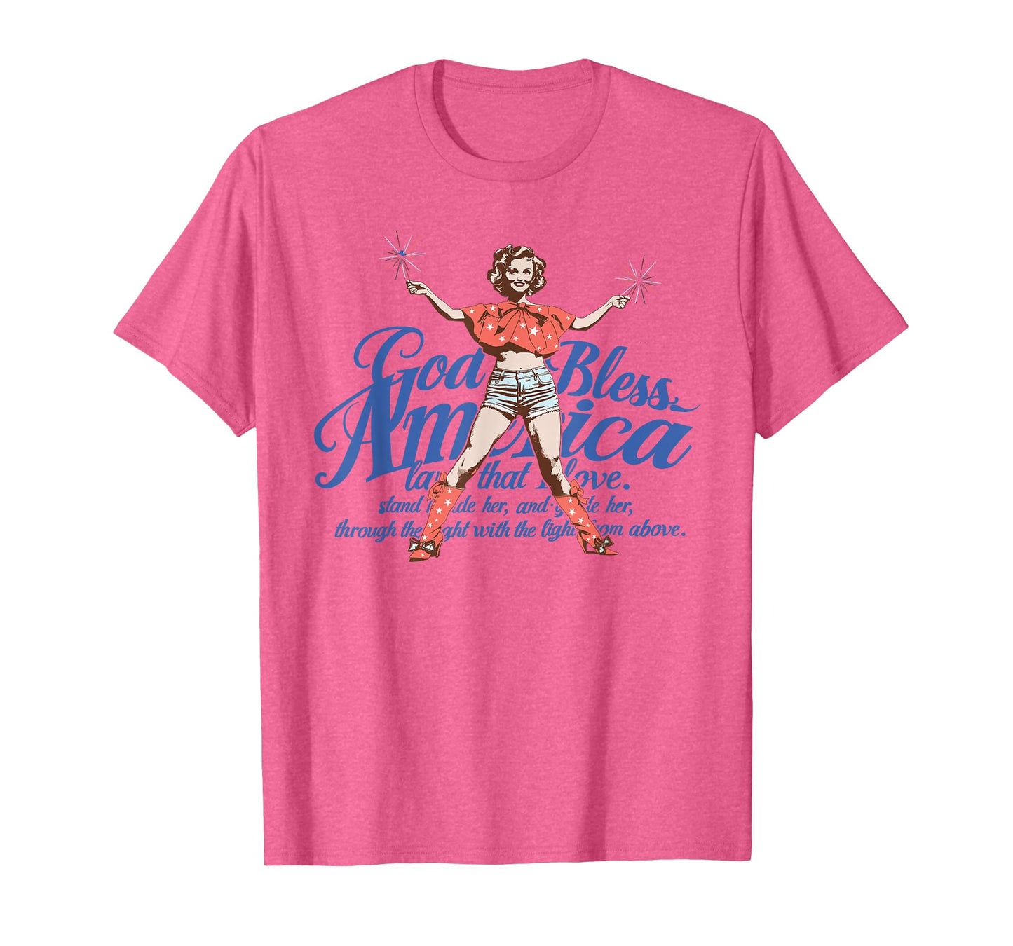 God Bless America Vintage 4th of July Pinup Coquette Bow T-Shirt