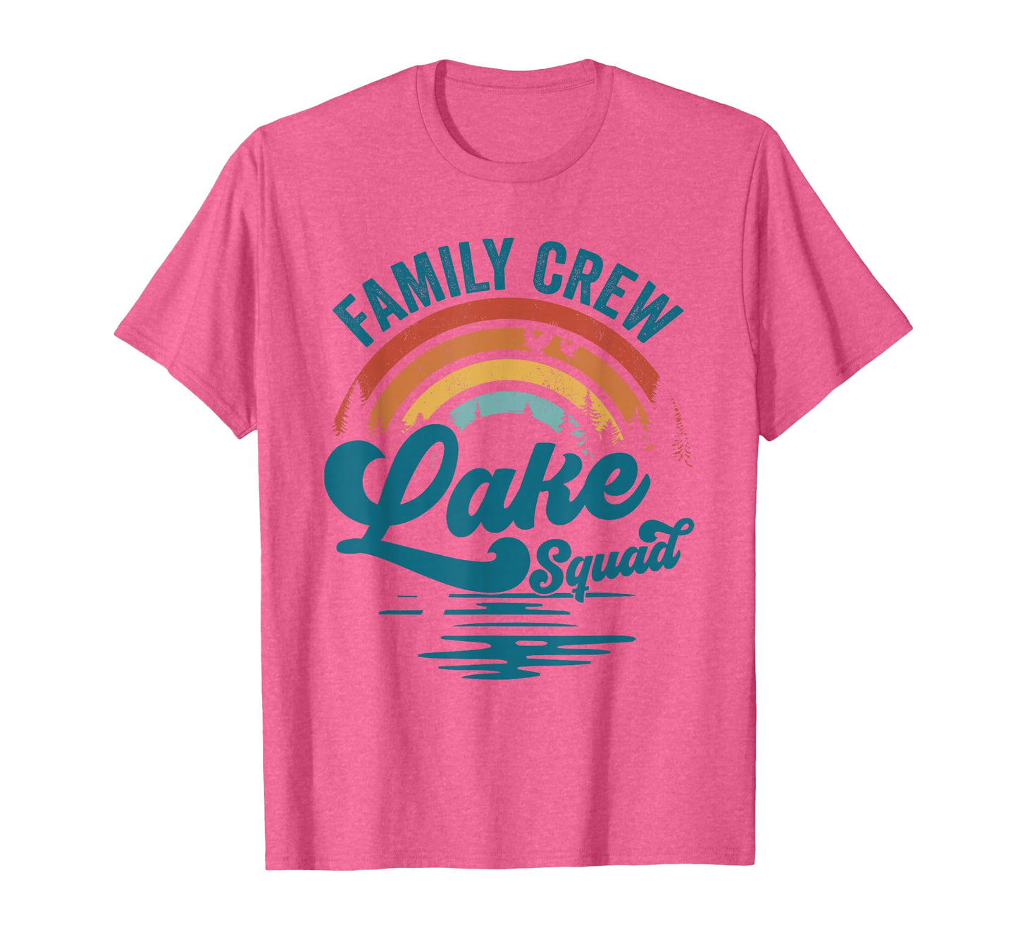 Family Crew Lake Squad Groovy Rainbow Vacation Lake Trip T-Shirt