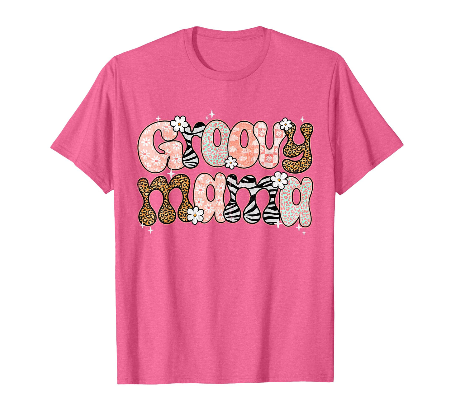 Groovy Mama Mommy Retro Floral Mom Life Leopard Maternity T-Shirt