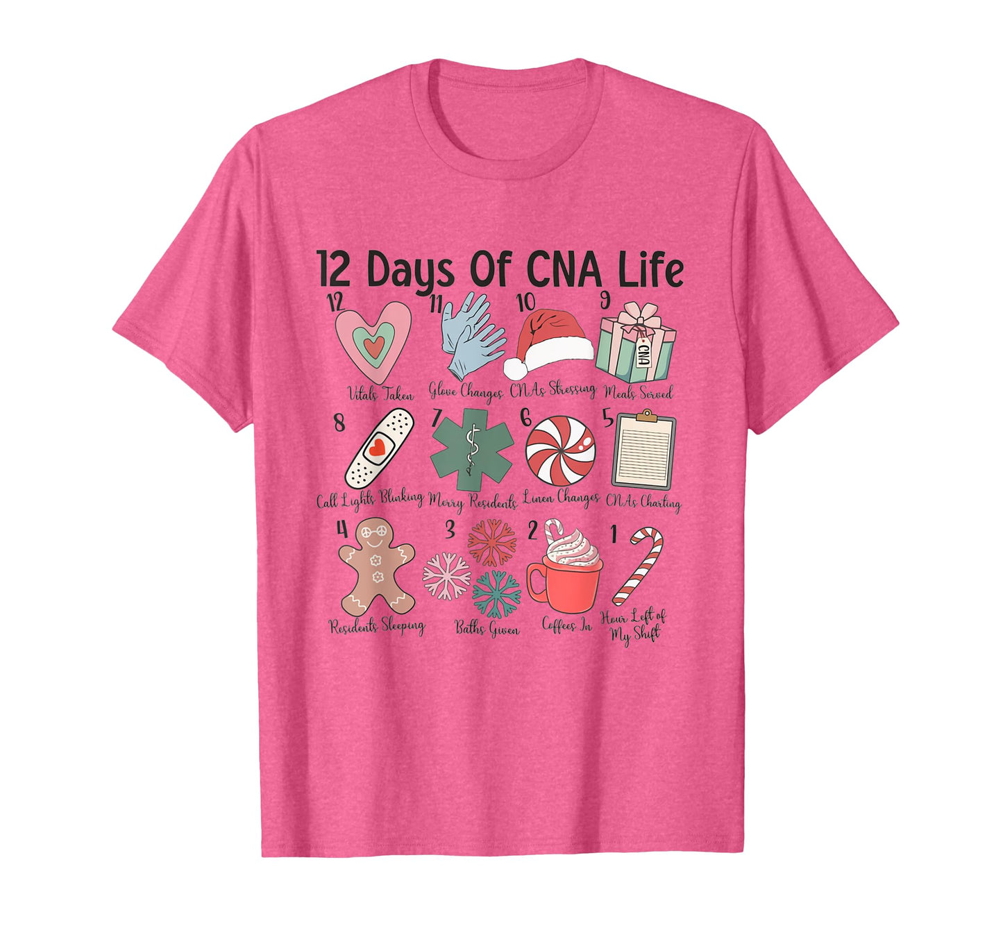 12 Days of CNA Life Certified Nursing Assistant Christmas T-Shirt