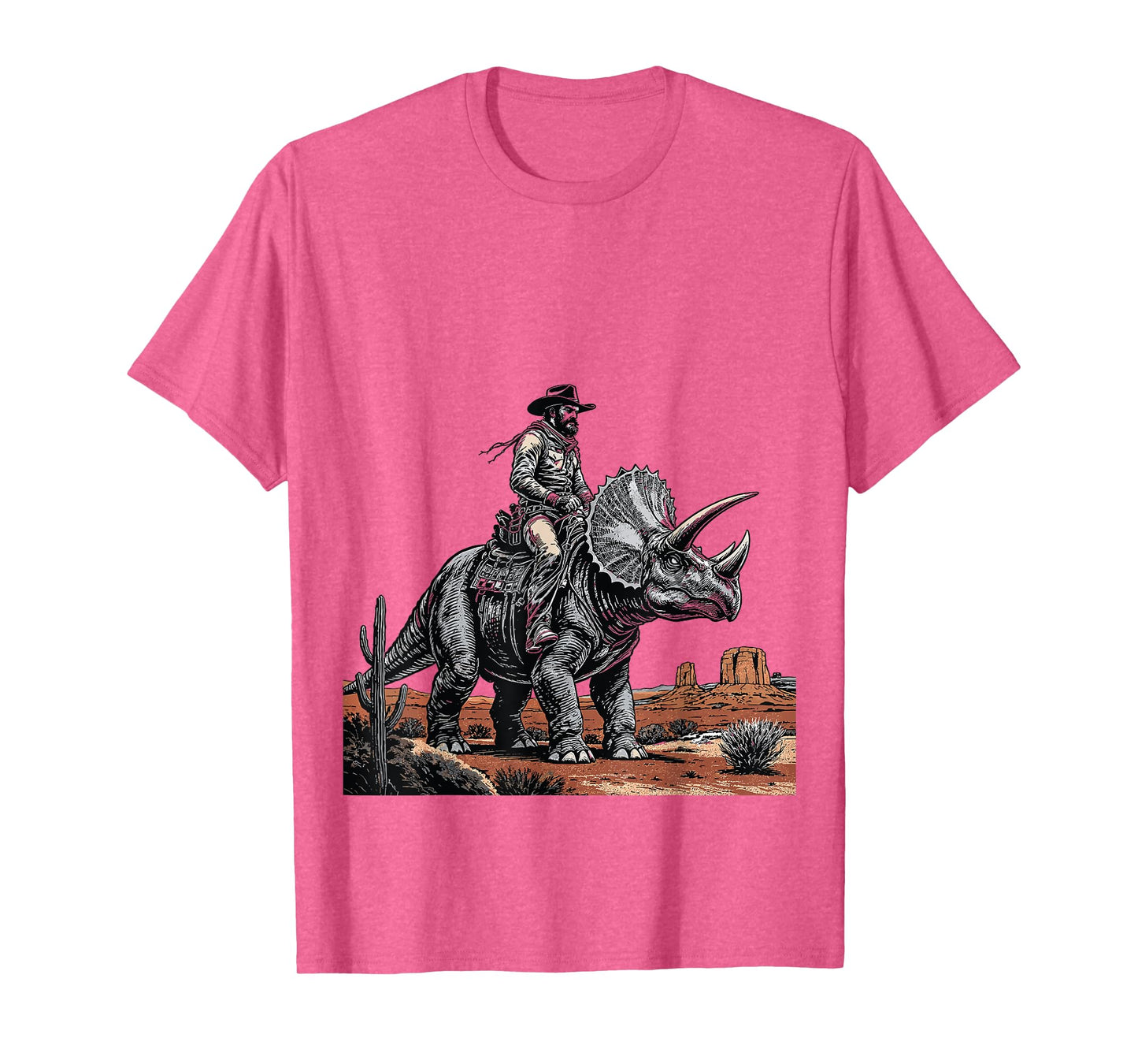 Cowboy Riding Triceratops Funny Western Dino T-Shirt