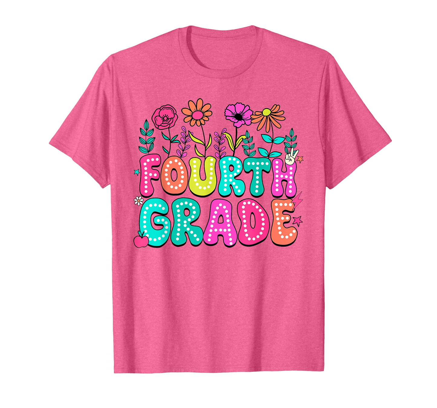 4th Grade Teacher Student Wildflower Back To School Floral T-Shirt for Men Women Kids