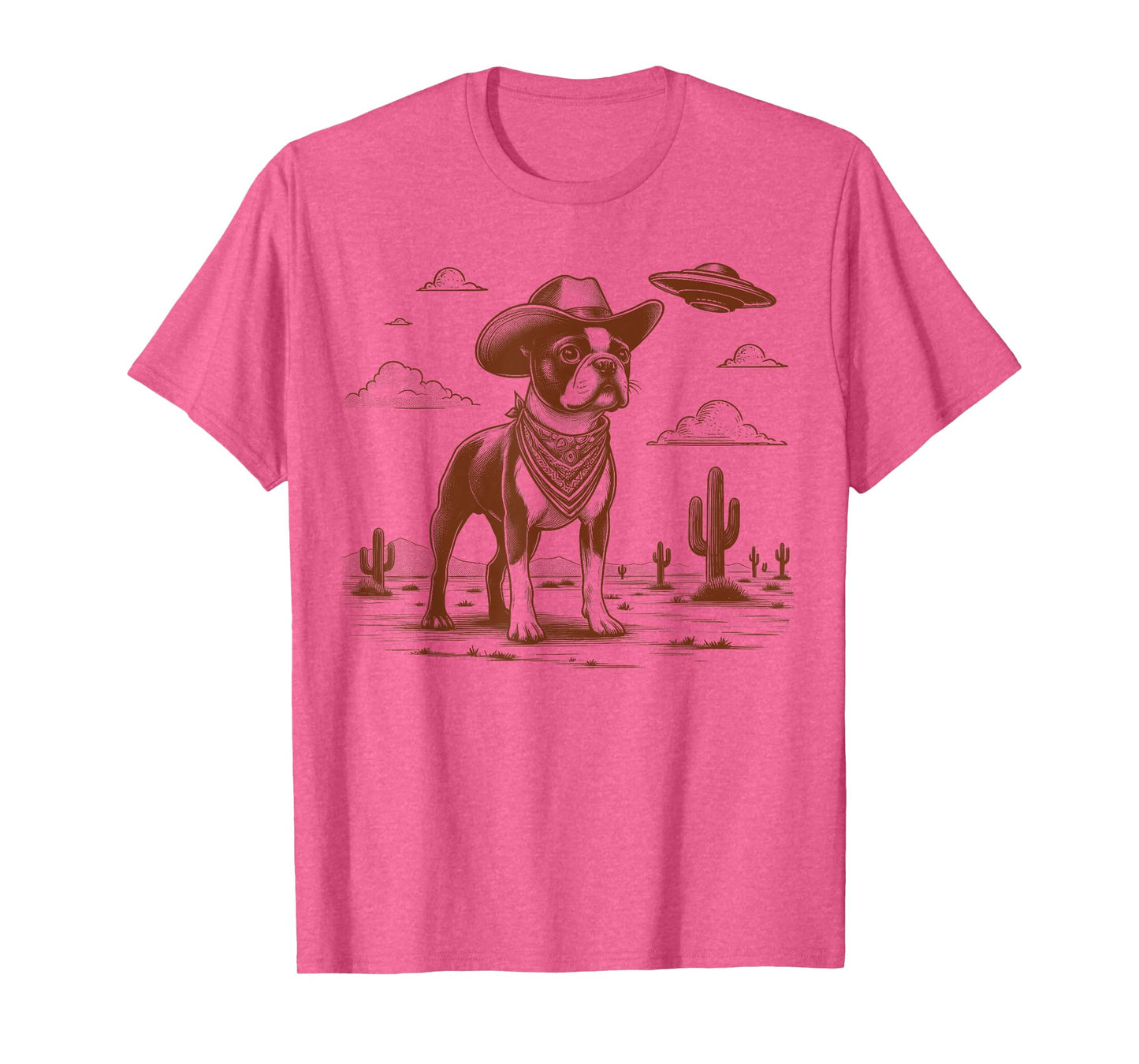 Boston Terrier Lover Dog Mom UFO Wild West Western Life T-Shirt