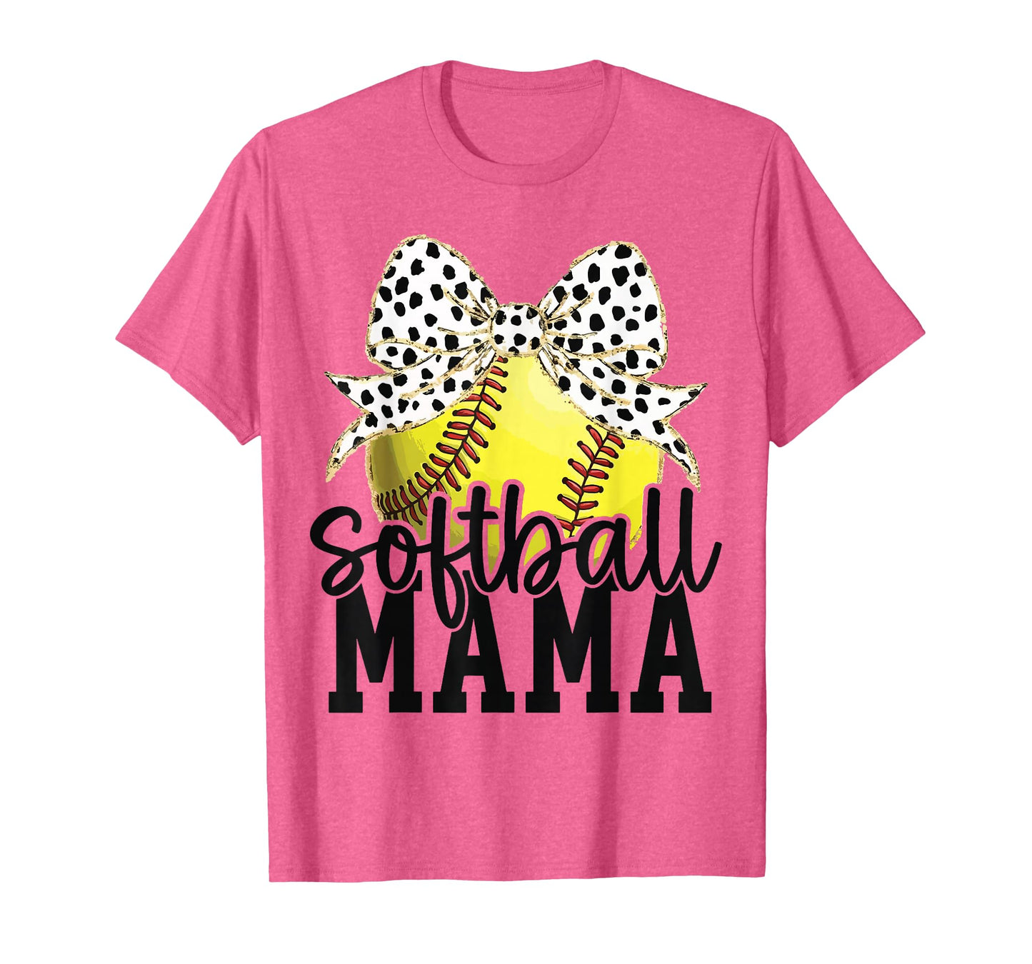 Softball Mom Coquette Bow Baseball Mom Mother's Day T-Shirt