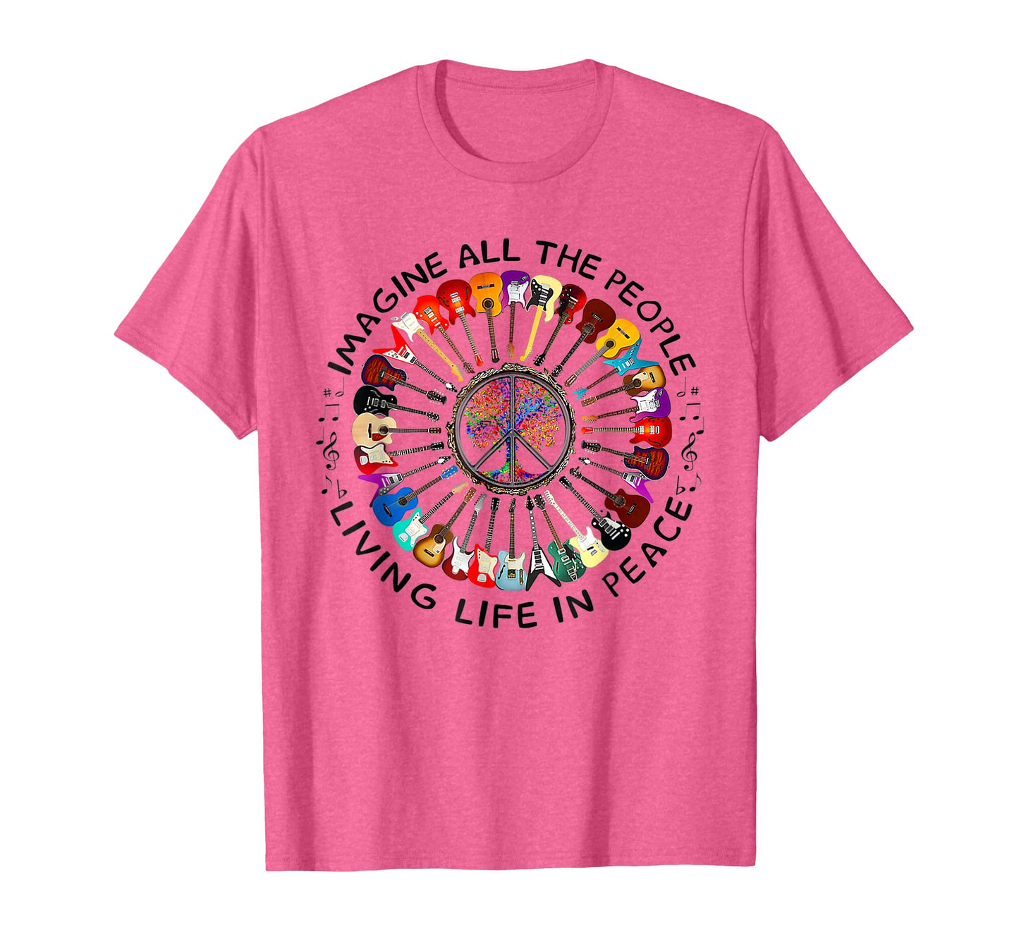 Imagine Music Peace and Music Guitar Circle Harmony T-Shirt