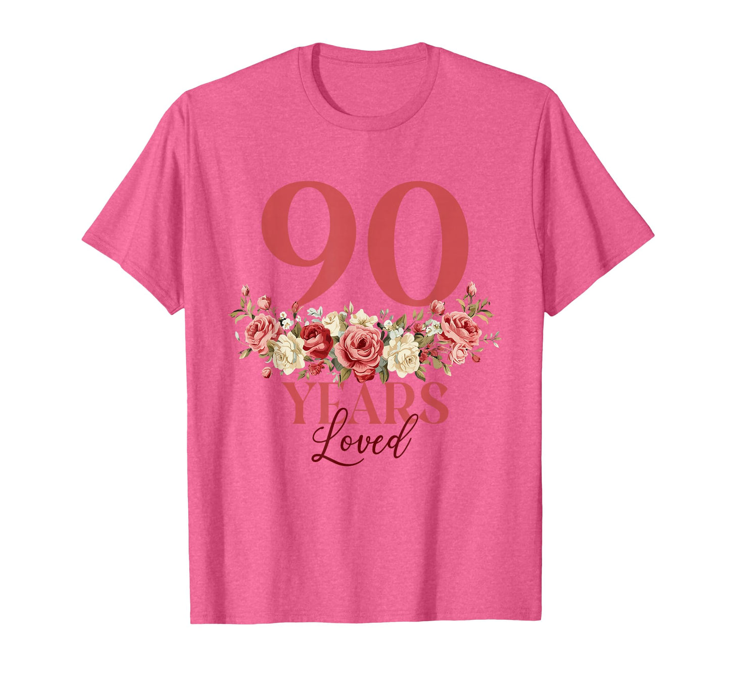 90 Years Loved - 90th Birthday 90 Years Old Women Floral T-Shirt