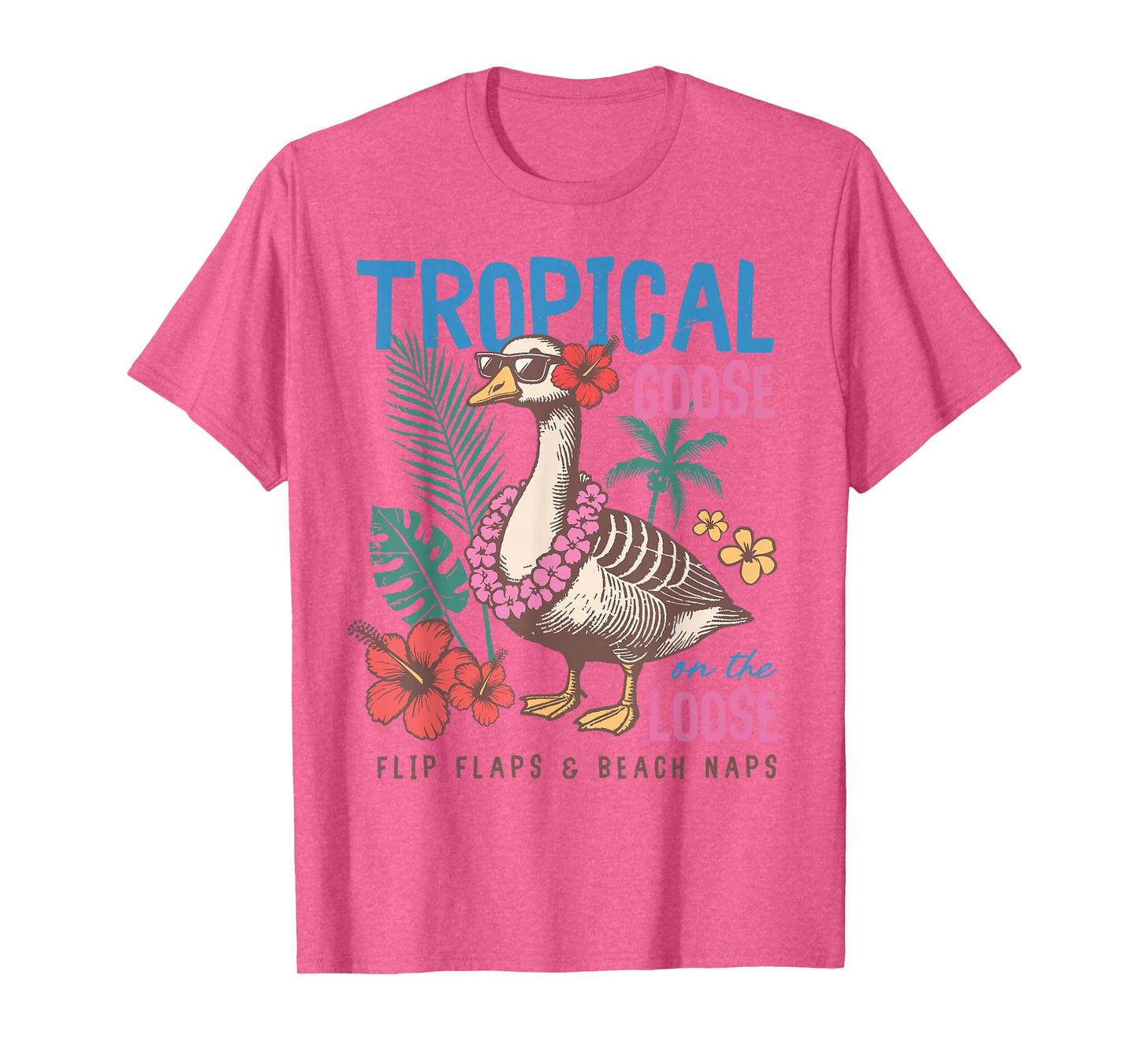 Retro Tropical Goose On The Loose Hawaii Summer Vibes Beach T-Shirt