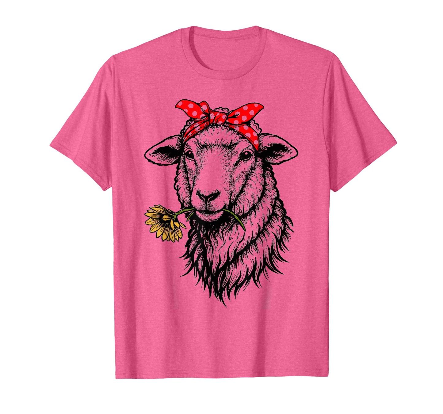 Funny Sheep with Bandana and Flower Farm Animal Lover T-Shirt
