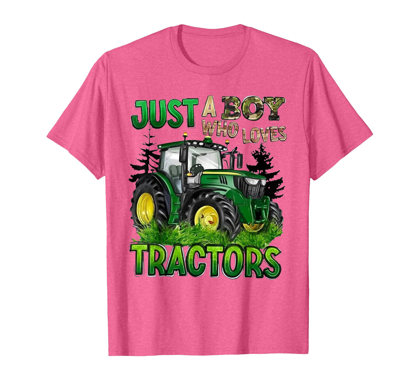Just A Boy Who Loves Tractors Green Farm Tractor Trucks T-Shirt