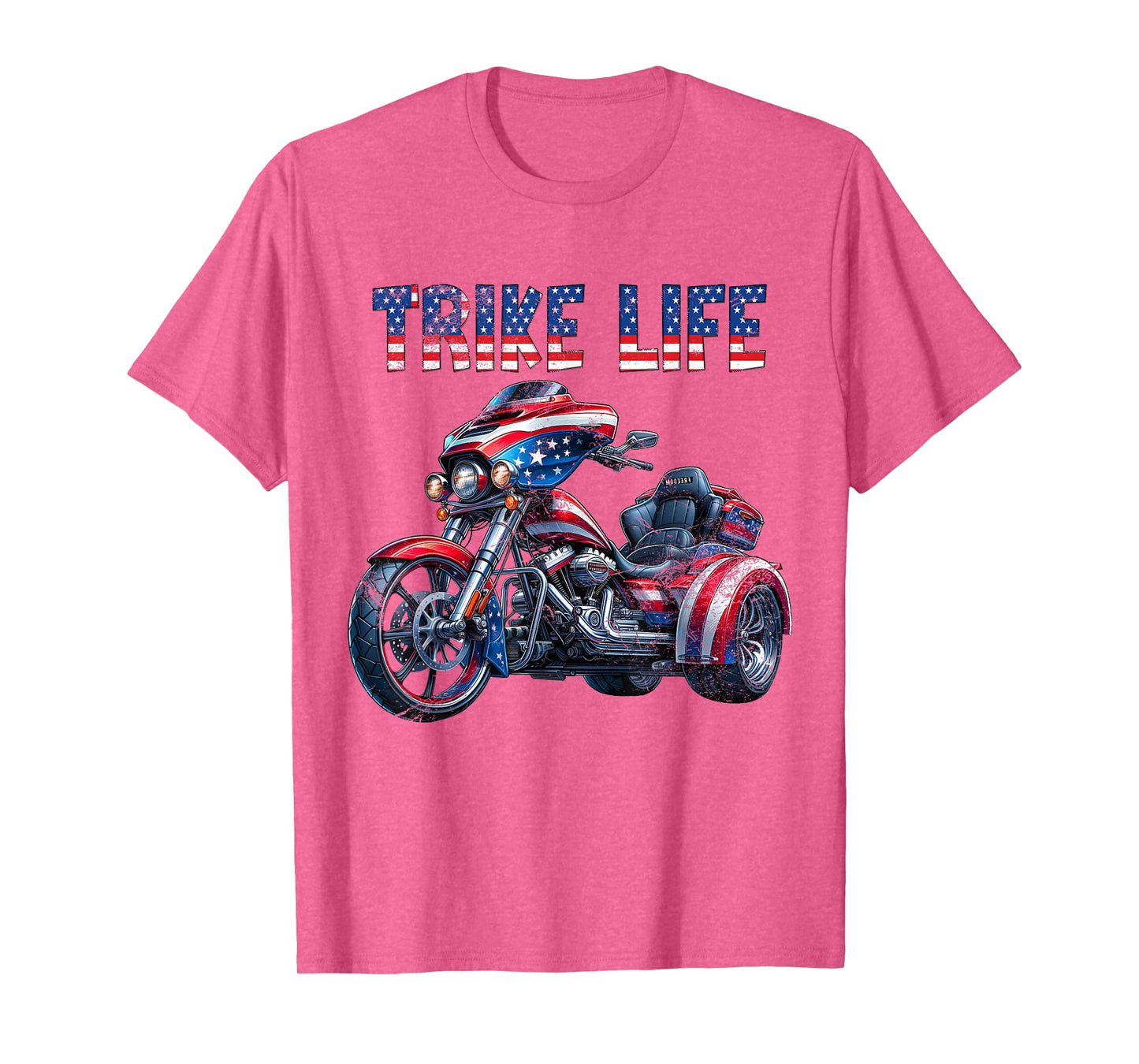 American USA Flag Motorcycle Trike Life Three Wheeler Trike T-Shirt