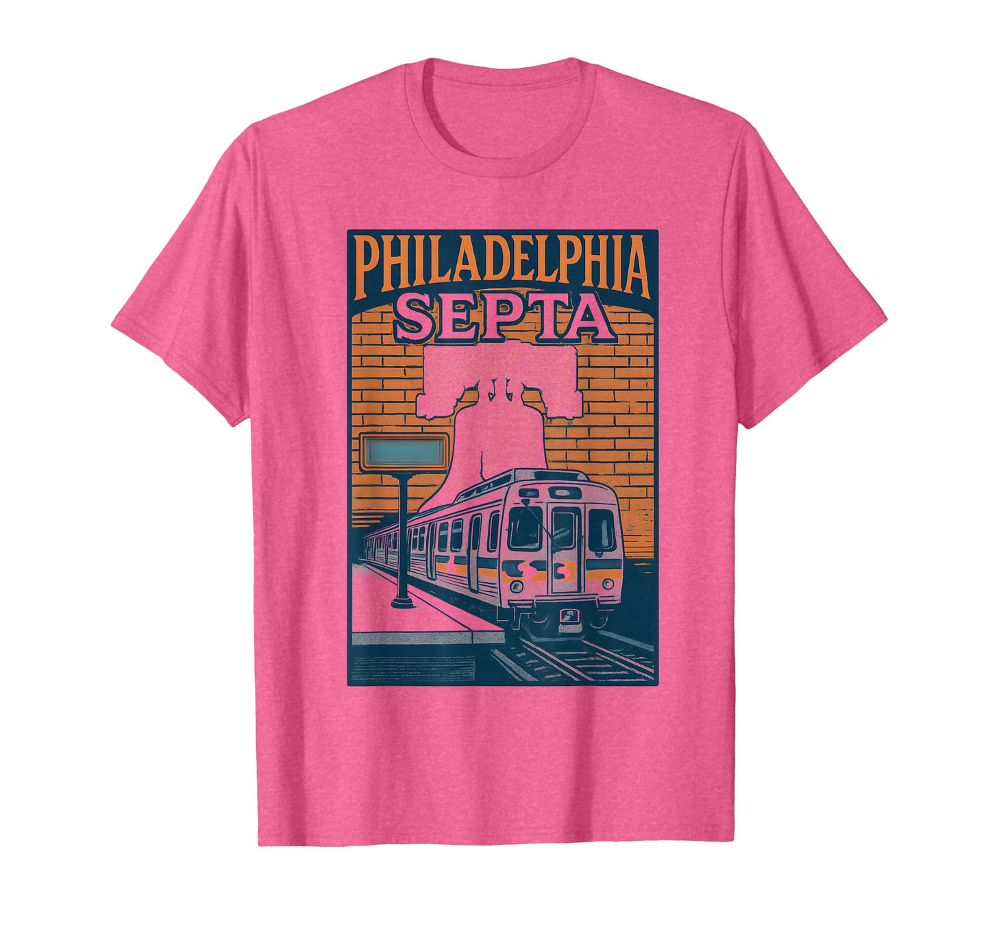Philadelphia Septa Train Retro Transit Liberty Bell Artwork T-Shirt