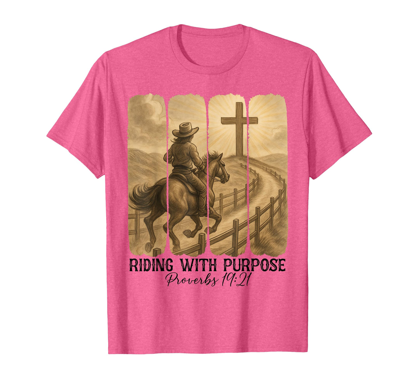 Christian Religious Riding With Purpose Western Cowboy Faith T-Shirt