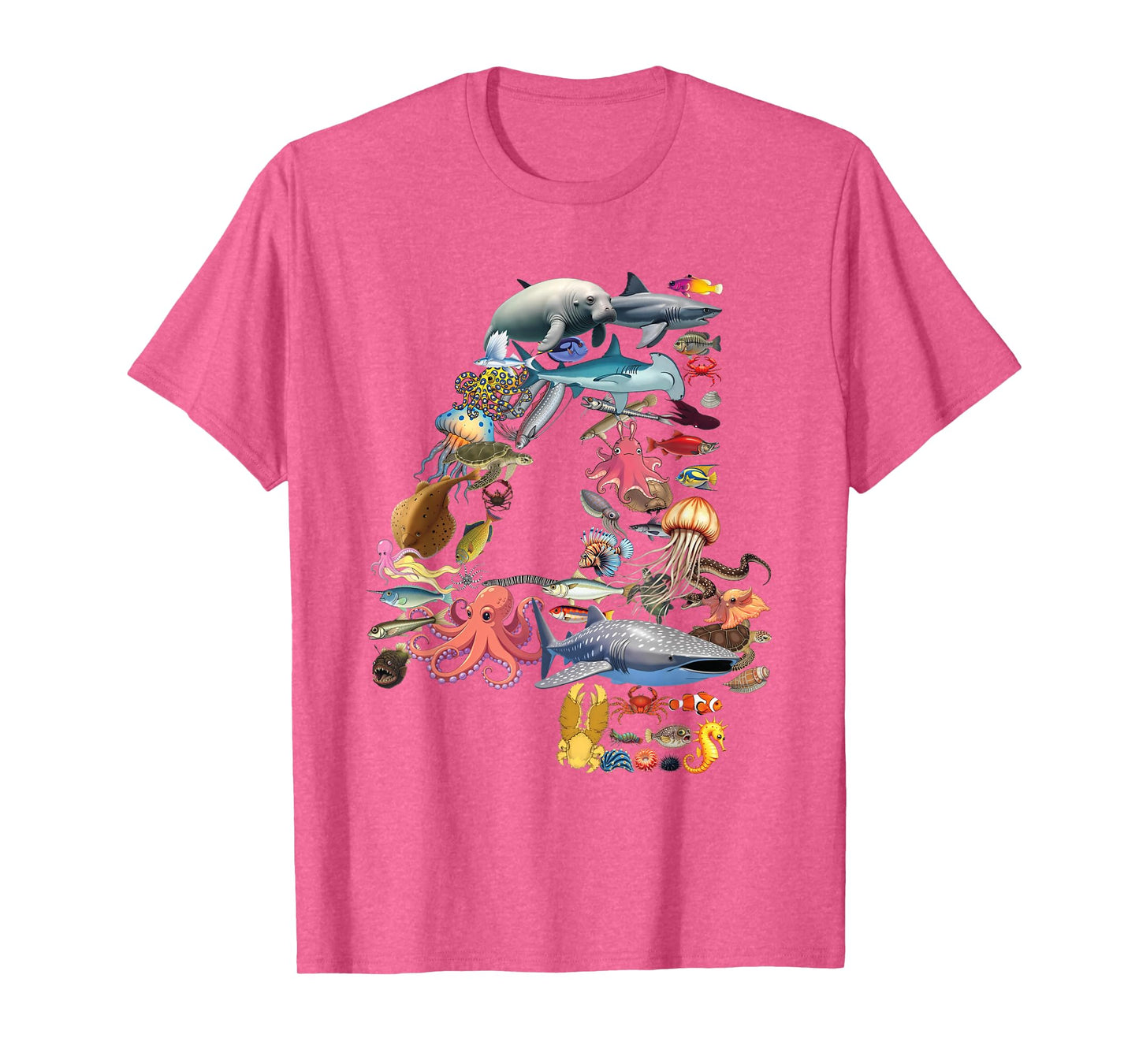 4 Years Old 4th Birthday Sea Ocean Animals Figures Number 4 T-Shirt