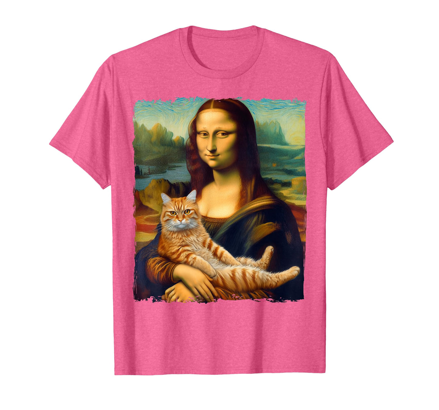 Mona Lisa Holding Cat Portrait Art Painting Kitty Cat Mom T-Shirt