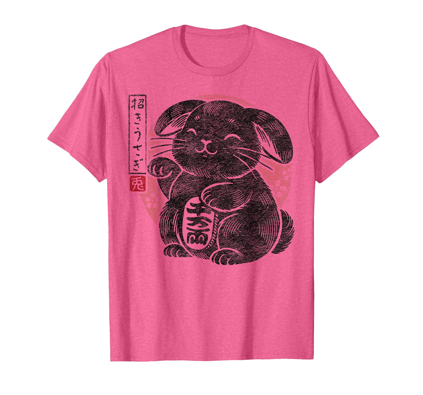 Lucky Bunny Holland Lop Rabbit Japanese Maneki Usagi Floral T-Shirt