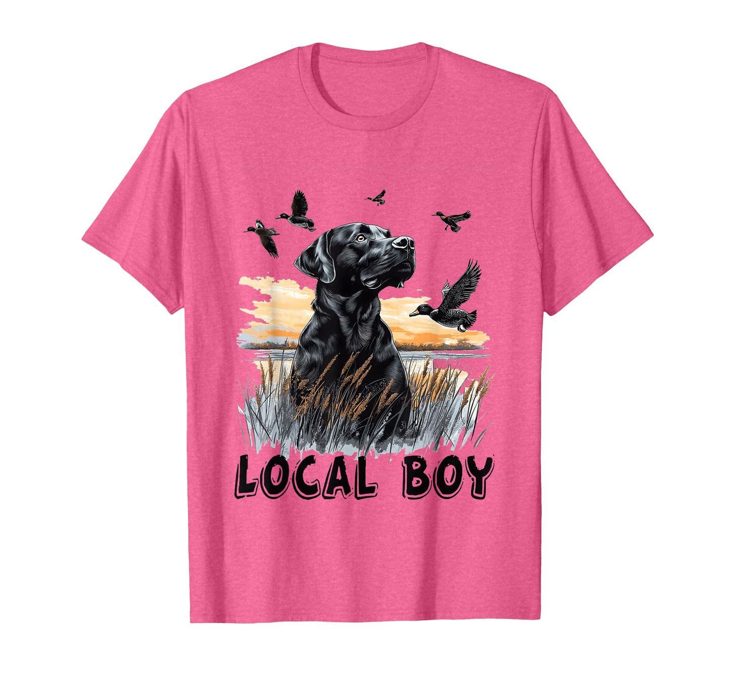 Local Boy Black Lab Hunting Dog Vintage Sunset T-Shirt