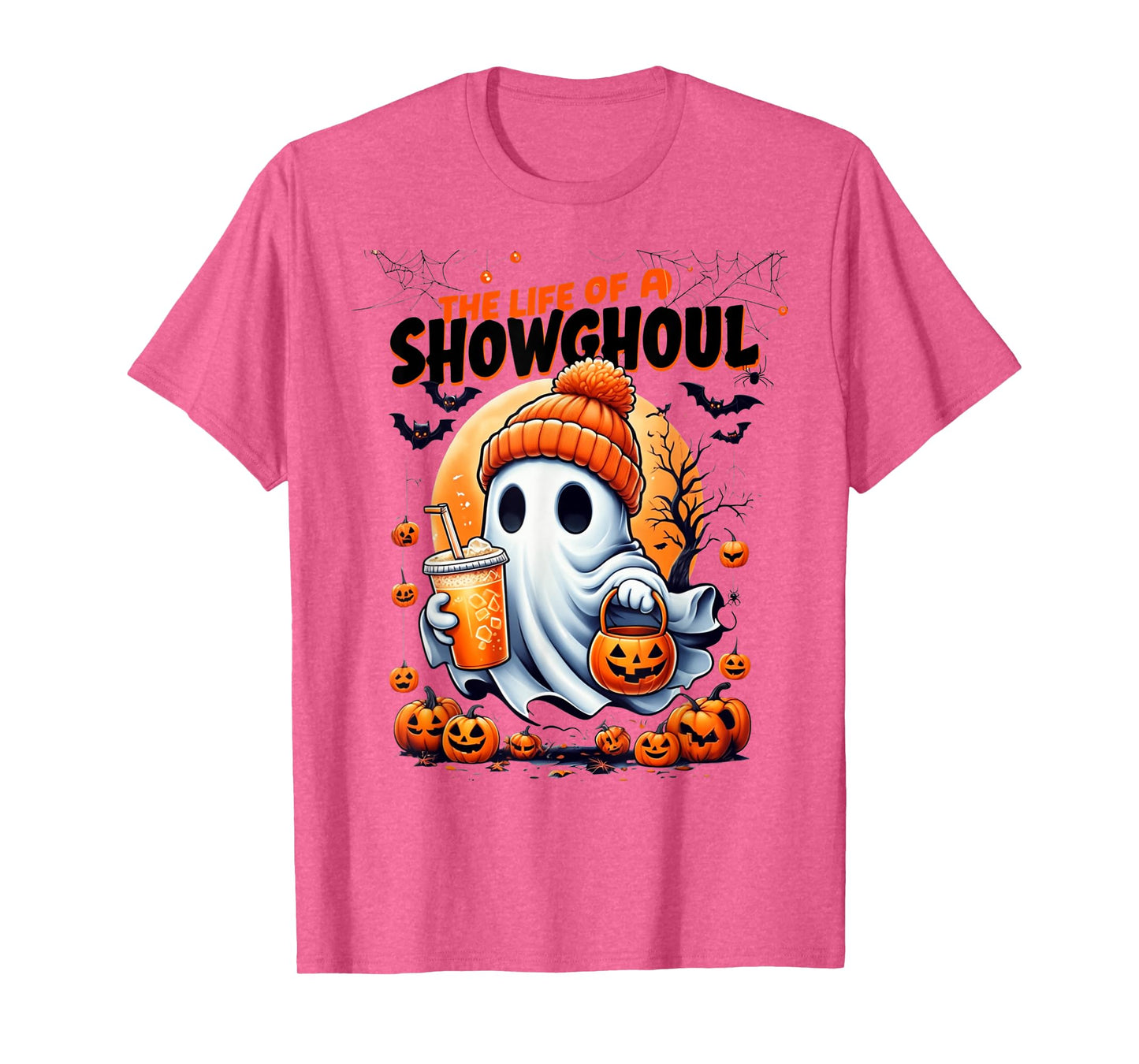 Showghoul Halloween Spirit with Pumpkins and Drink Design T-Shirt