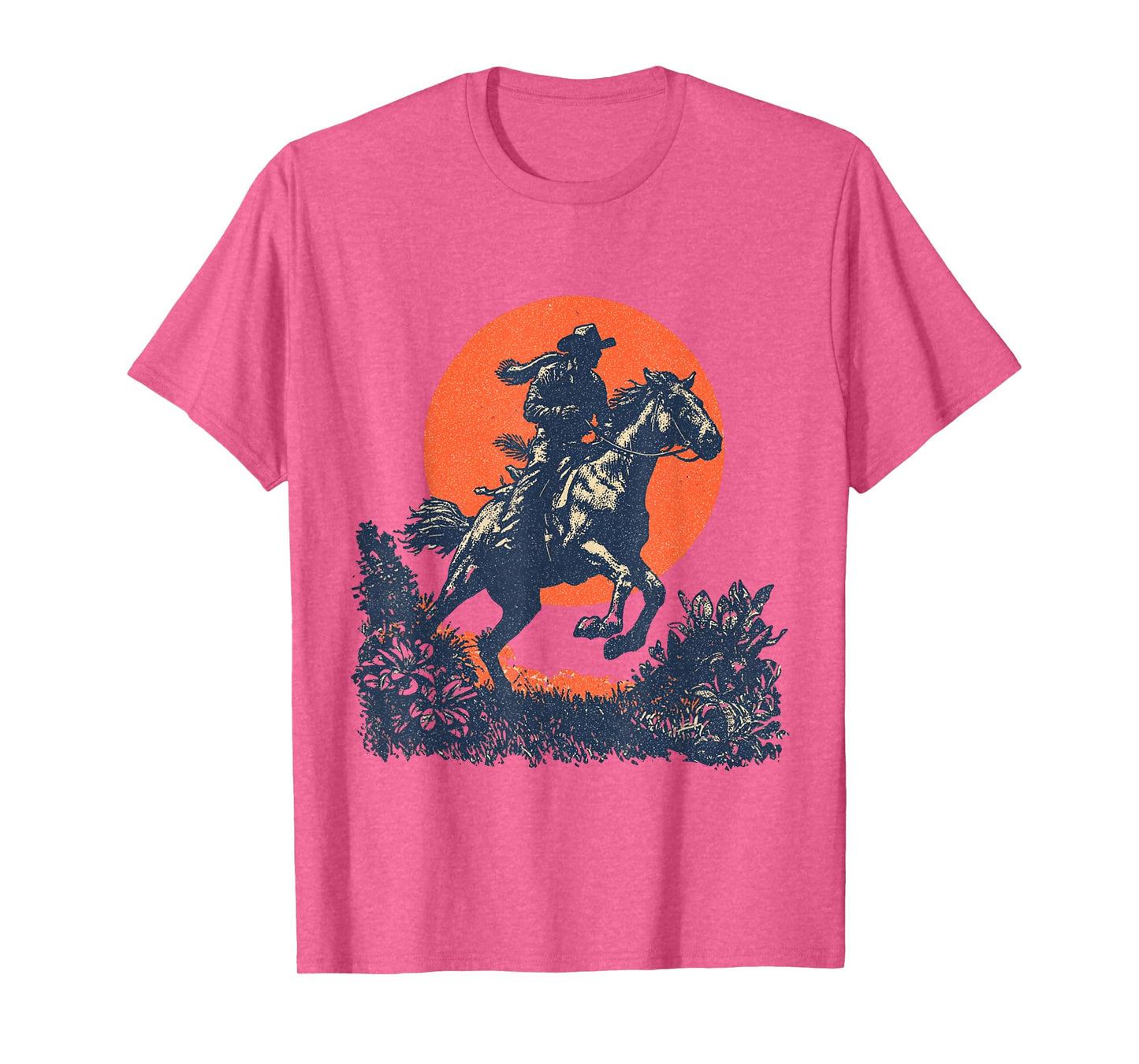 Vintage Cowboy Horse Ride Retro Western Sunset T-Shirt
