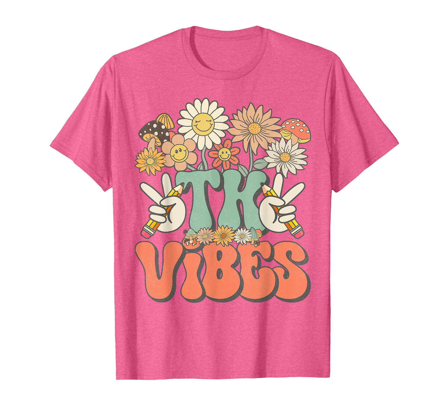 Retro Groovy Hippie Wildflower Daisy TK Teachers Girls Kids T-Shirt