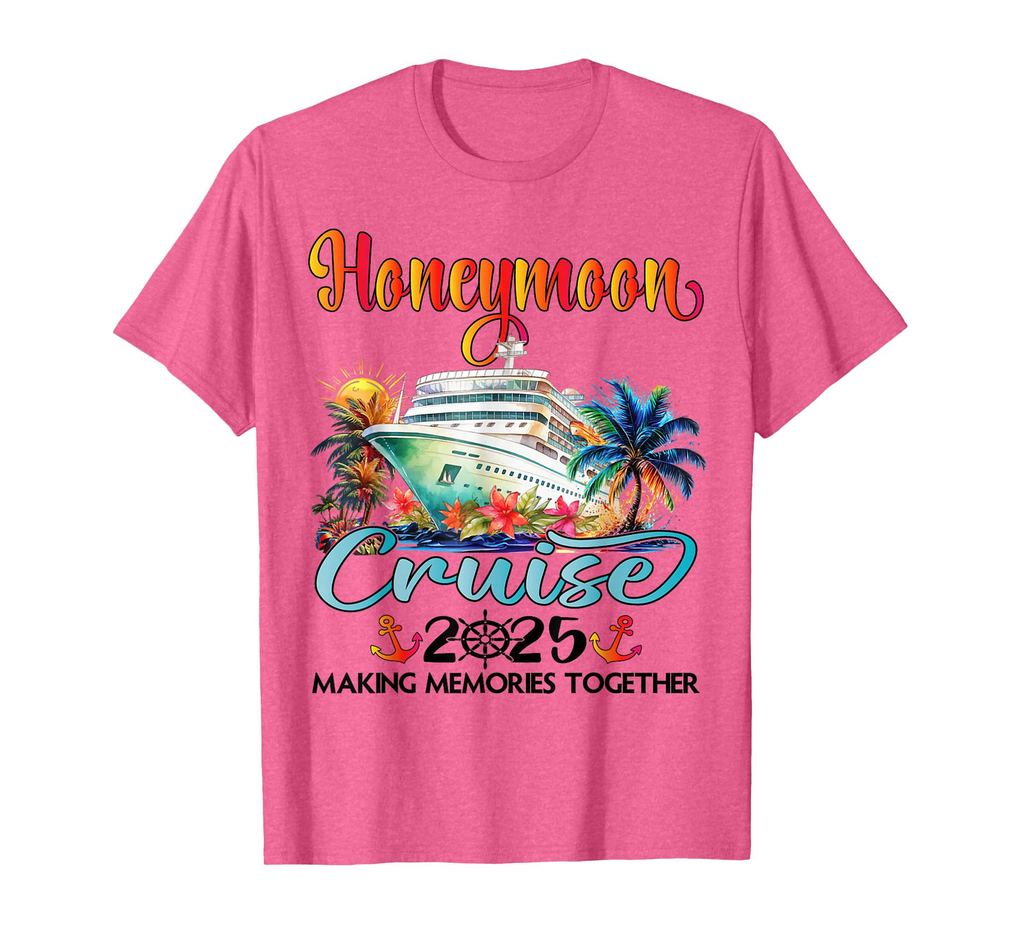 Honeymoon Cruise 2025 Just Married Matching Couple Vacation T-Shirt
