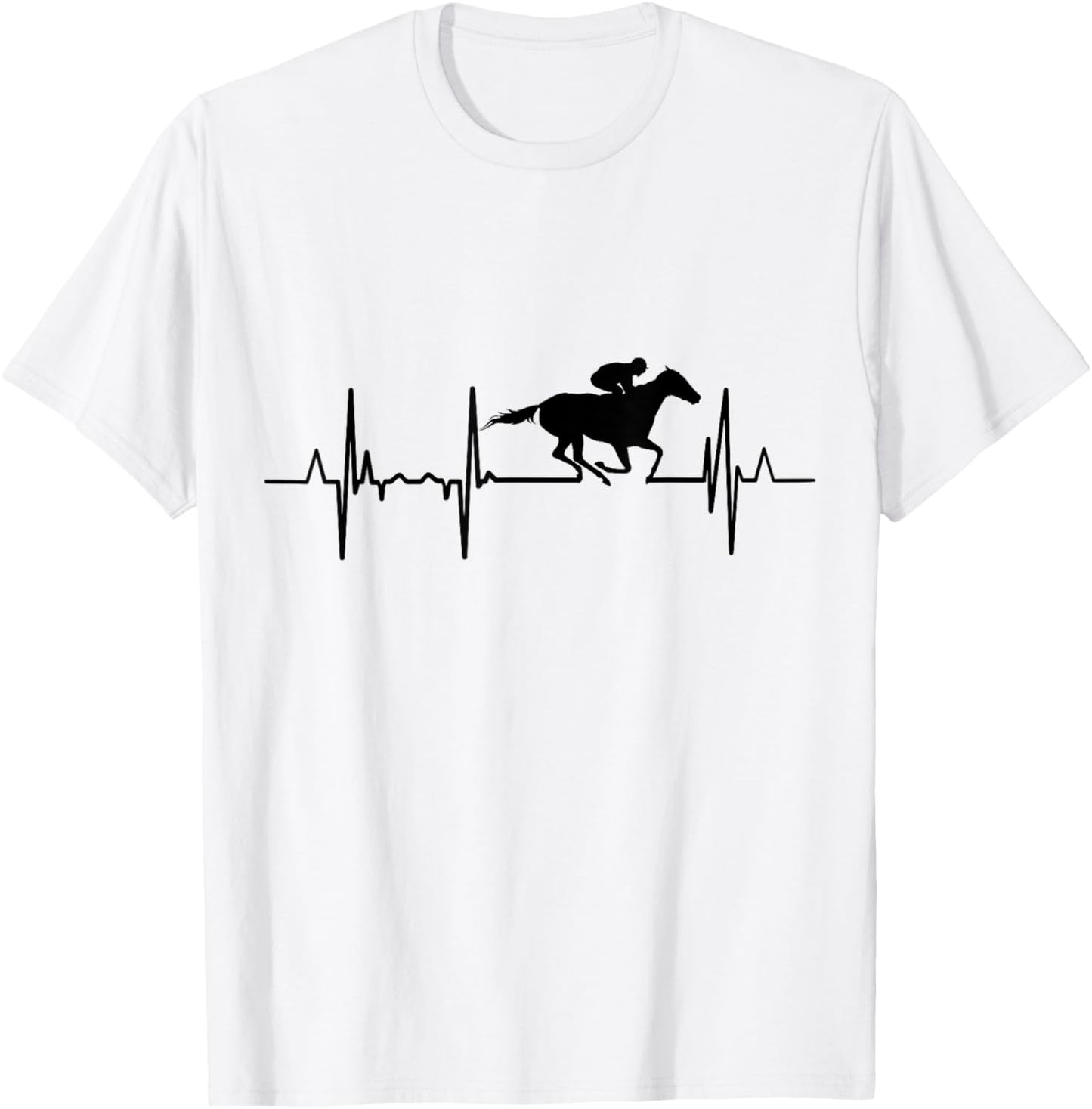 I Love Horse Racing Jockey Heartbeat T-Shirt