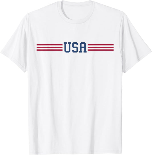 USA Women Men Patriotic American White 4th of July T-Shirt