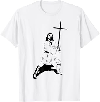 Funny Jesus With Saber - Jesus Cross Christian God & Jesus T-Shirt
