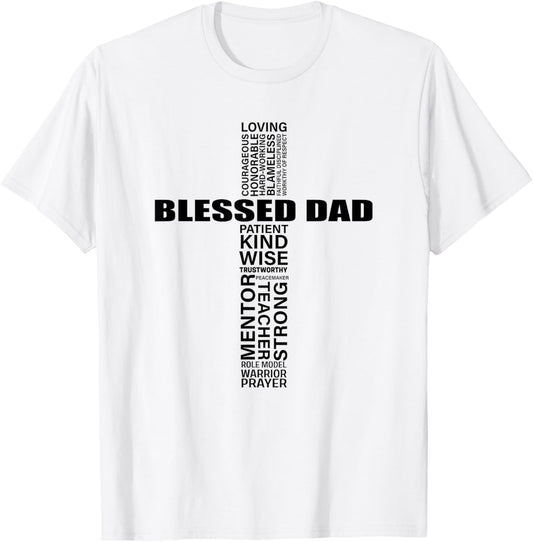 Mens Christian Blessed Dad Cross Father's Day Best Dad T-Shirt
