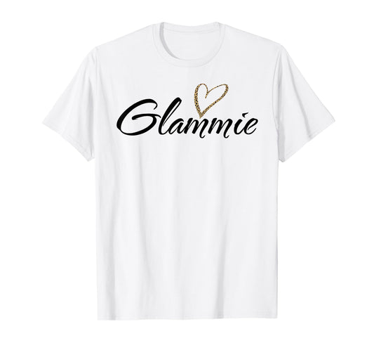 Glammie with Leopard Print Heart Fun Aunt Grandma Mom Gift T-Shirt