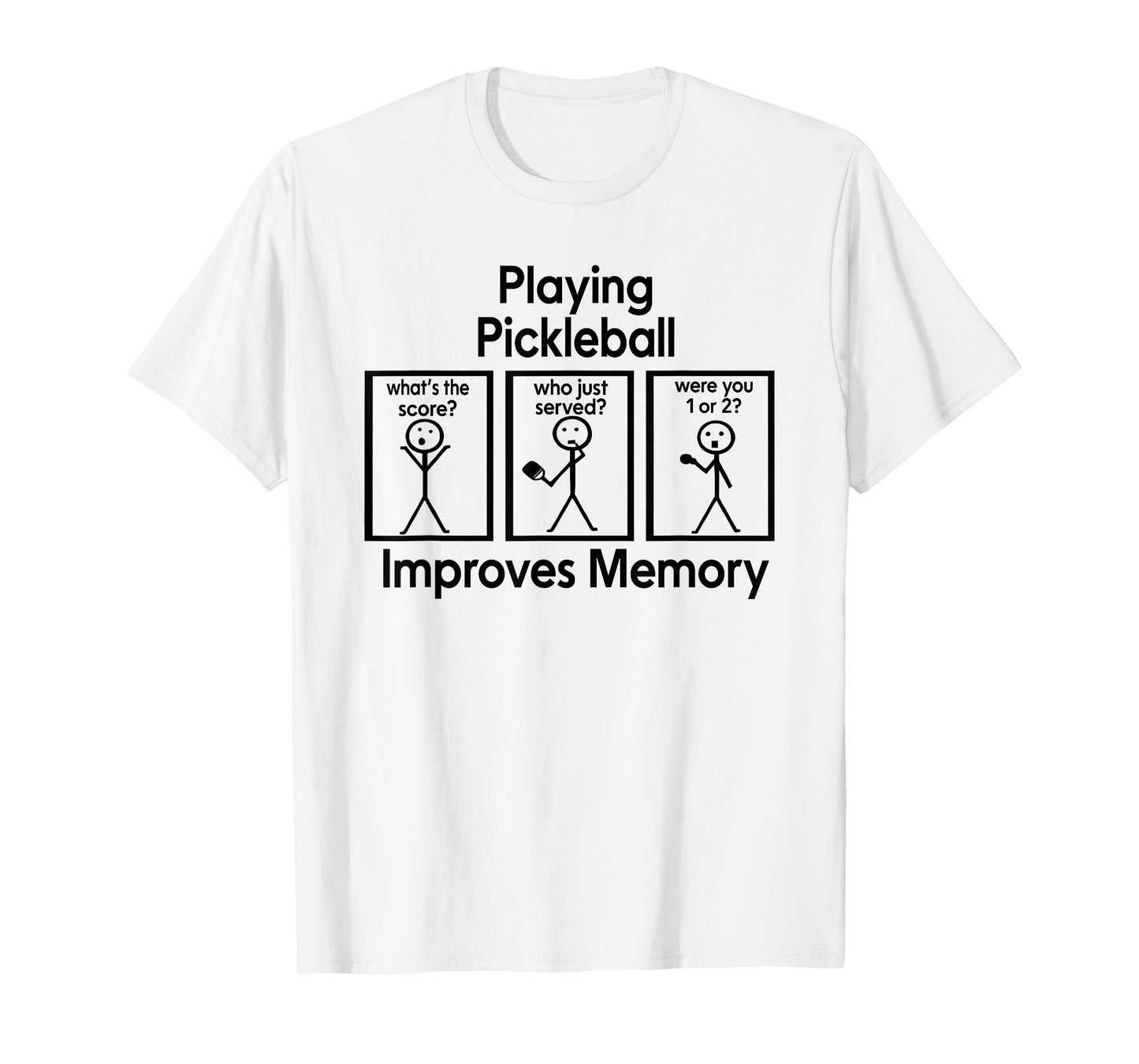 Funny Pickleball Memory Joke, Stick Figure Design T-Shirt