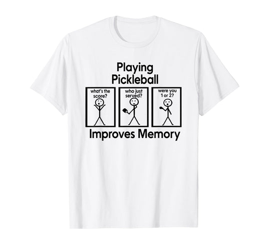 Funny Pickleball Memory Joke, Stick Figure Design T-Shirt