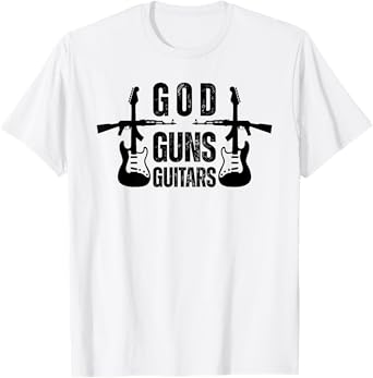 God Guns Guitar Funny Christian Guitar Lover T-Shirt