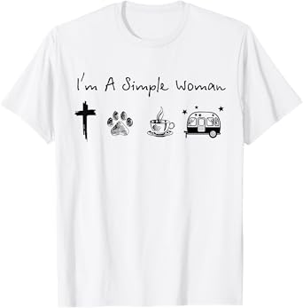 I'm a simple woman jesus dog coffee camping T-Shirt