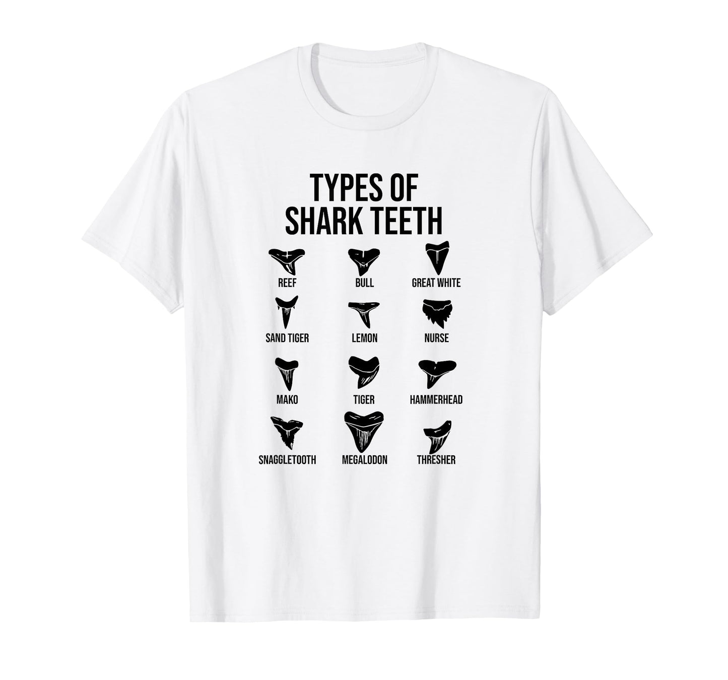 Types Of Shark Teeth, Ocean Marine Biology T-Shirt