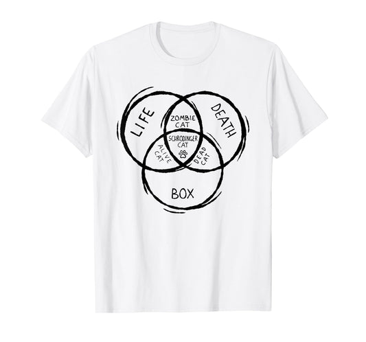 Schrodinger's Cat Venn Diagram Life Death Box T-Shirt for Men Women