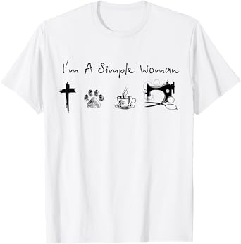 I'm a simple woman jesus dog coffee sewing T-Shirt