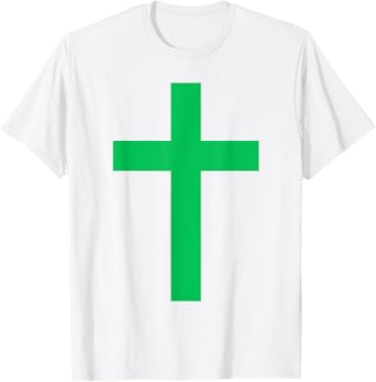 Green Christian Jesus Cross White T-Shirt
