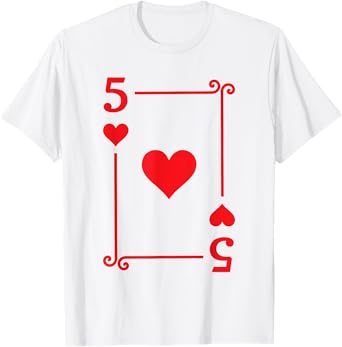 Playing Card Costume Tees - 5 Hearts Card - Five Card T-Shirt
