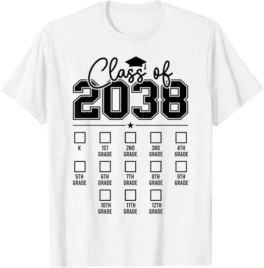 Class Of 2038 Grow With Me Funny Kindergarten Back To School Tee by TeeBrew