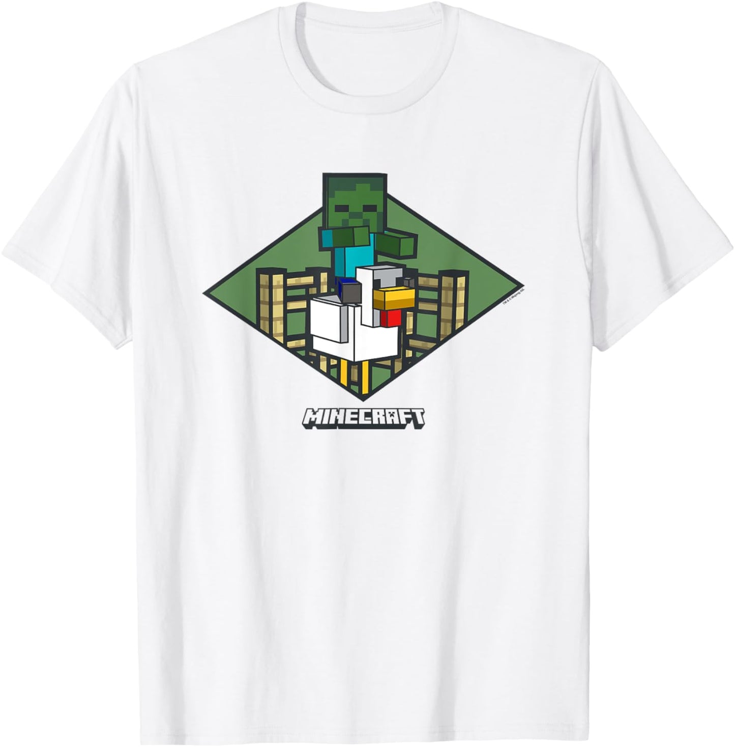 Minecraft Chicken Jockey Vintage Badge Logo T-Shirt