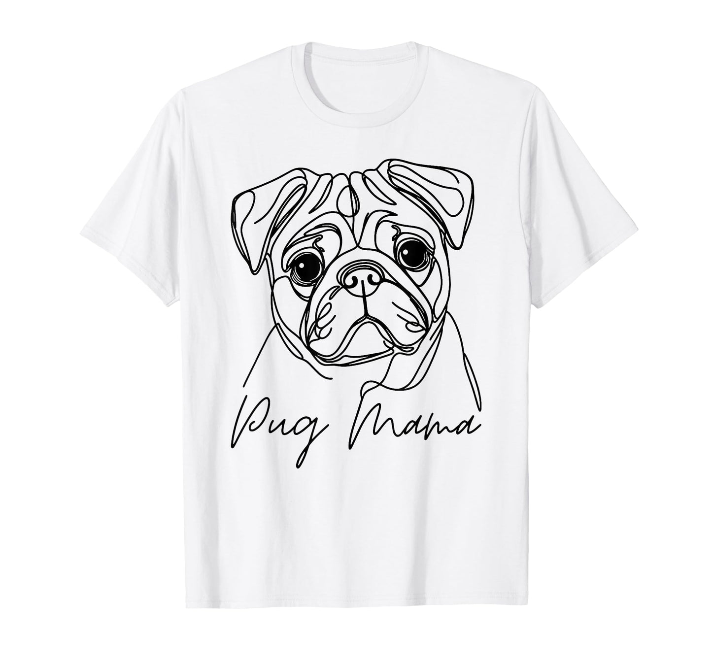 Pug Mama Pug Mom Cute Line Art Dog Artistic T-Shirt