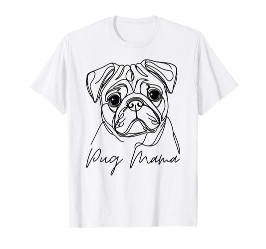 Pug Mama Pug Mom Cute Line Art Dog Artistic T-Shirt